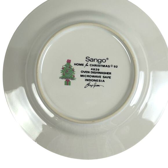 Sango Home for Christmas 1992 Indonesia Black Mark #4829 Salad Plate 7.75" - Picture 6 of 7